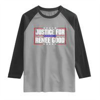 Justice for Renee Good Patriotic Raglan Shirt Minneapolis Jan 8 2026 Memorial Red White and Blue - Wonder Print Shop