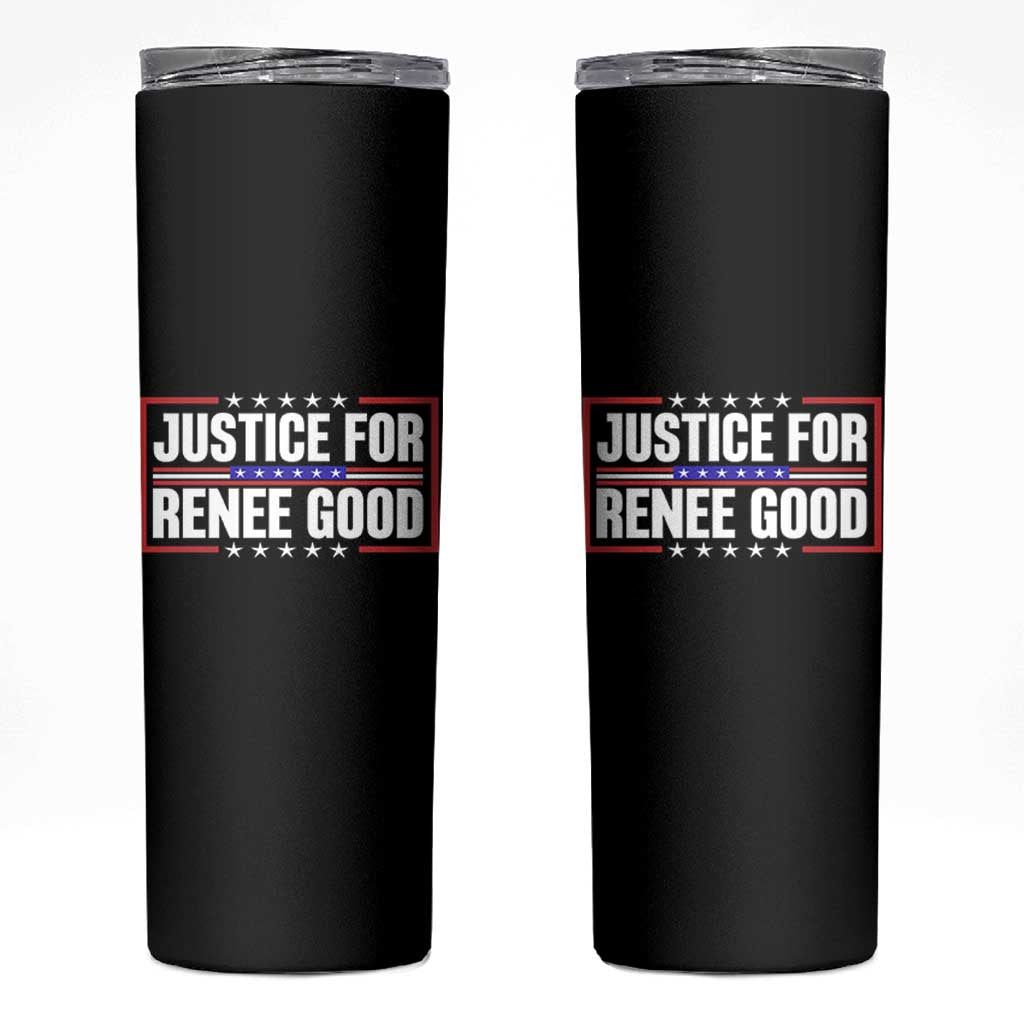 Justice for Renee Good Patriotic Skinny Tumbler Minneapolis Jan 8 2026 Memorial Red White and Blue - Wonder Print Shop