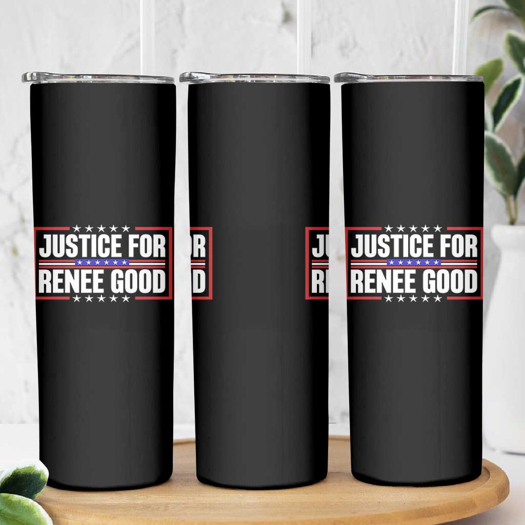 Justice for Renee Good Patriotic Skinny Tumbler Minneapolis Jan 8 2026 Memorial Red White and Blue - Wonder Print Shop