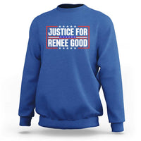 Justice for Renee Good Patriotic Sweatshirt Minneapolis Jan 8 2026 Memorial Red White and Blue - Wonder Print Shop