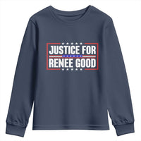 Justice for Renee Good Patriotic Youth Sweatshirt Minneapolis Jan 8 2026 Memorial Red White and Blue - Wonder Print Shop