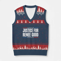 Justice for Renee Good Patriotic V-Neck Knit Sweater Vest Minneapolis Jan 8 2026 Memorial Tribute - Wonder Print Shop