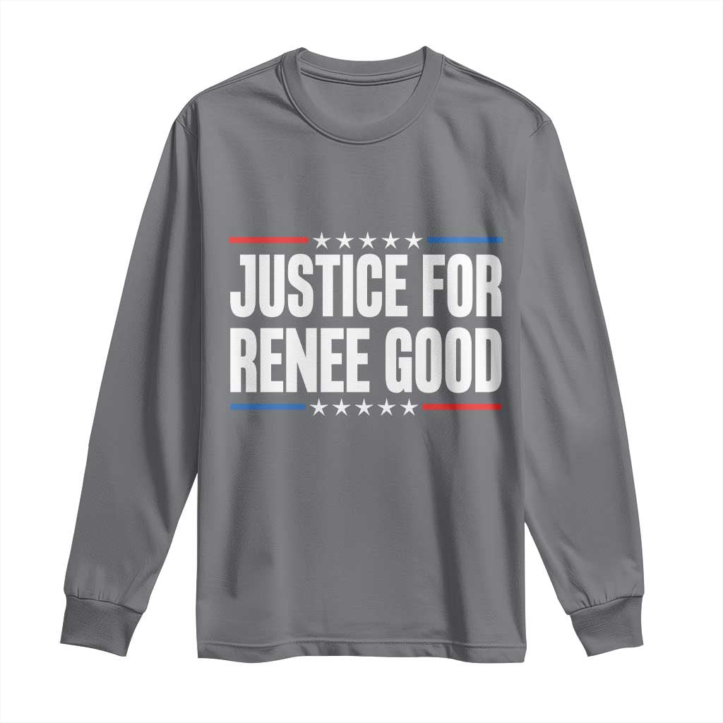 Justice for Renee Good Patriotic Long Sleeve Shirt Minneapolis Jan 8 2026 Memorial Tribute - Wonder Print Shop