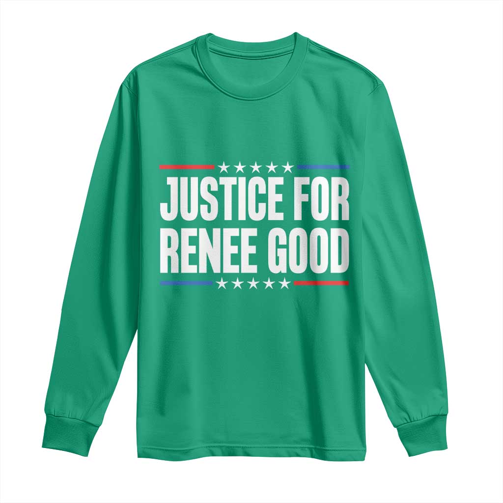Justice for Renee Good Patriotic Long Sleeve Shirt Minneapolis Jan 8 2026 Memorial Tribute - Wonder Print Shop