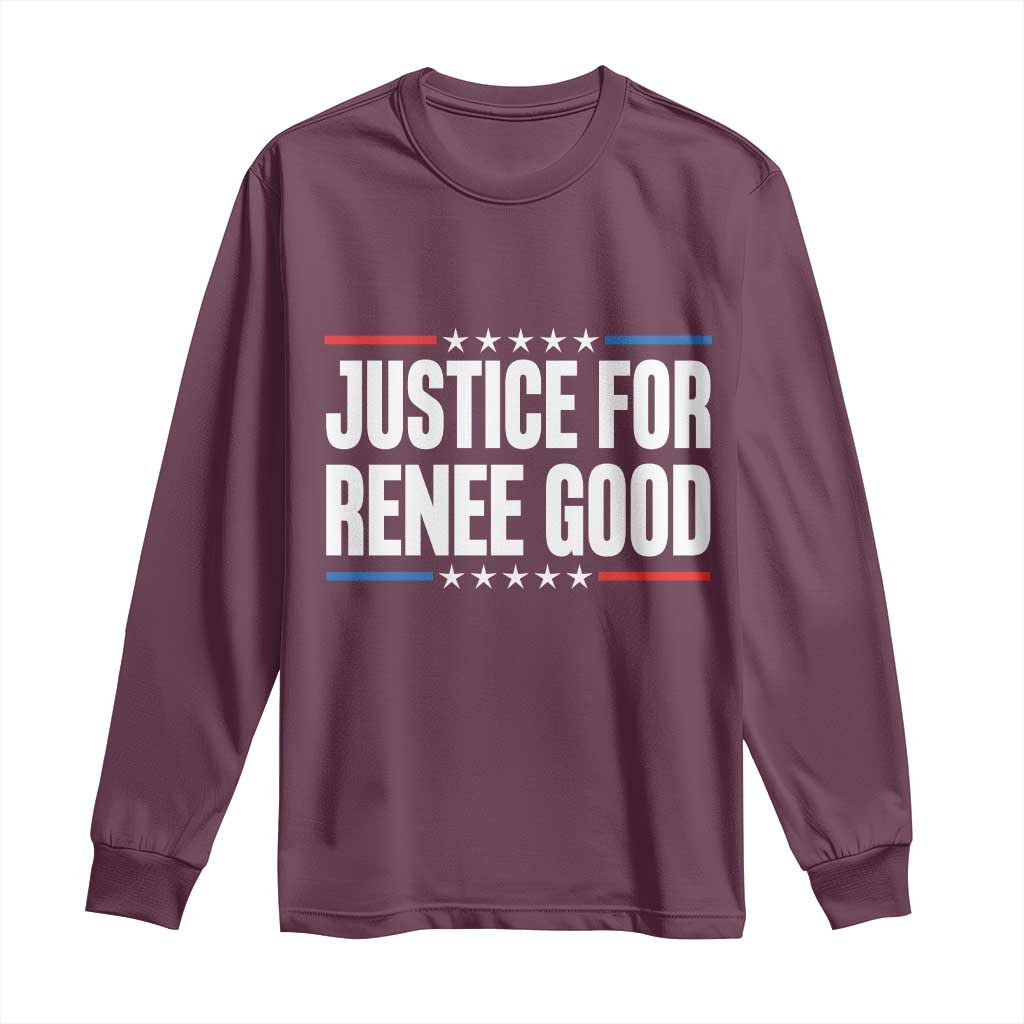 Justice for Renee Good Patriotic Long Sleeve Shirt Minneapolis Jan 8 2026 Memorial Tribute - Wonder Print Shop