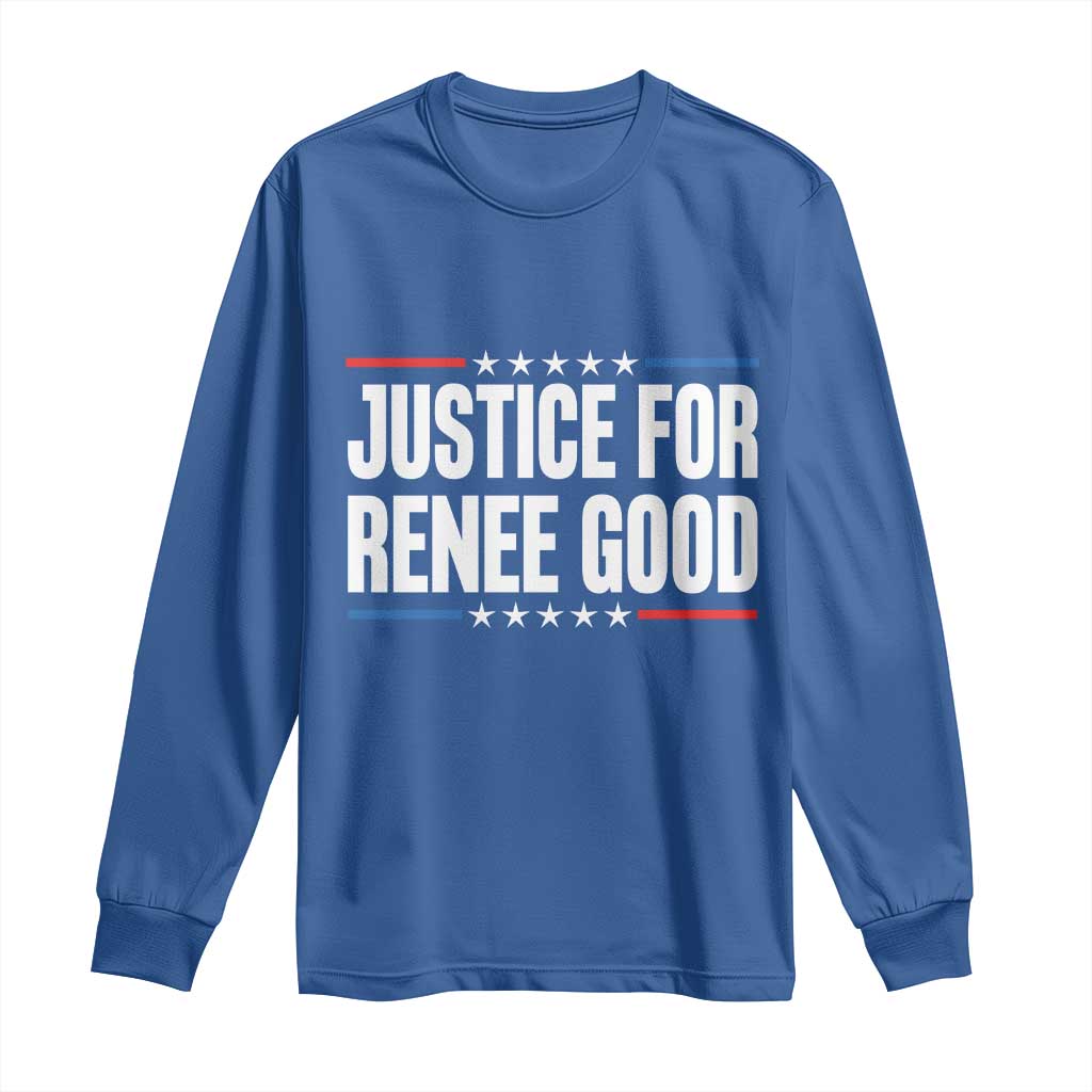 Justice for Renee Good Patriotic Long Sleeve Shirt Minneapolis Jan 8 2026 Memorial Tribute - Wonder Print Shop