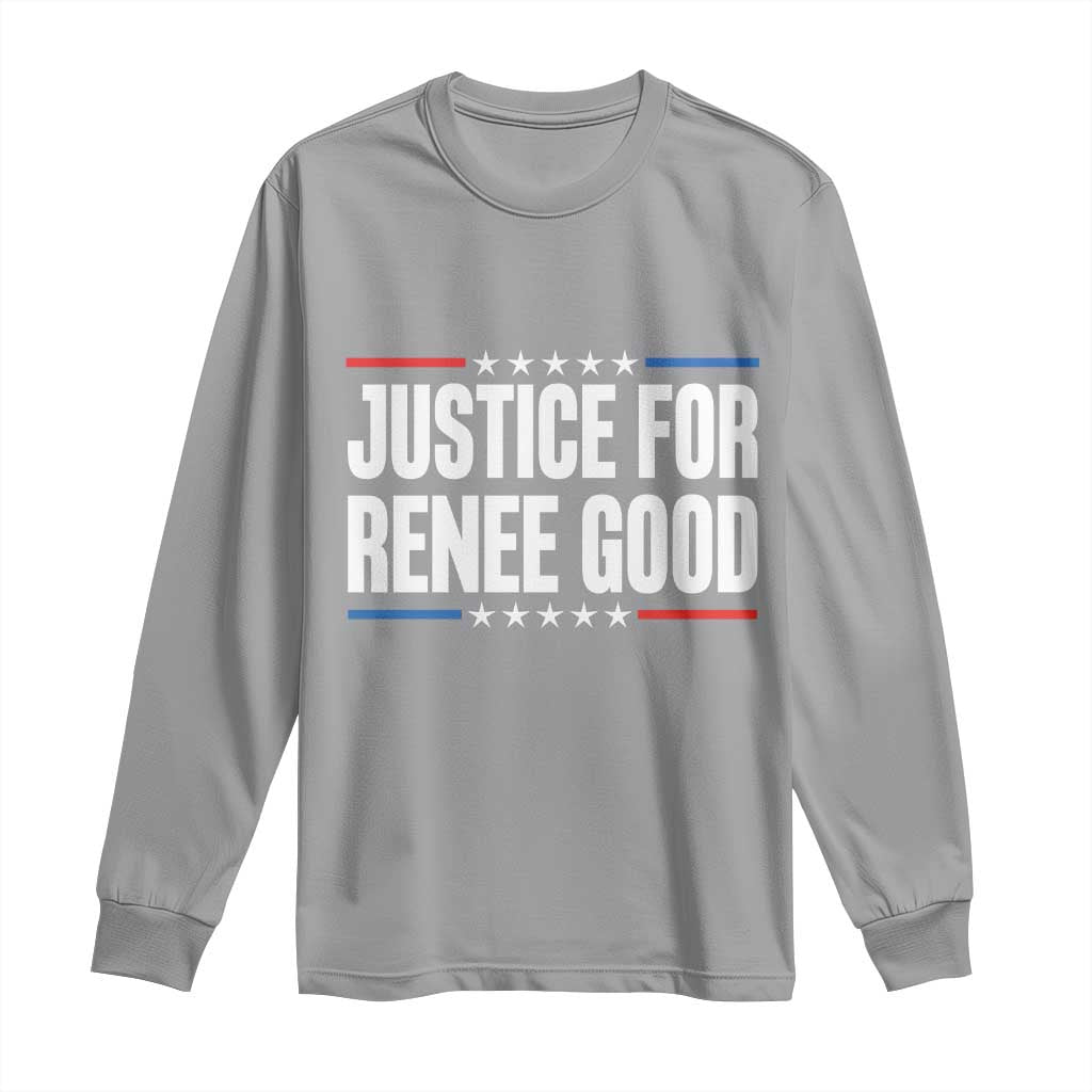 Justice for Renee Good Patriotic Long Sleeve Shirt Minneapolis Jan 8 2026 Memorial Tribute - Wonder Print Shop
