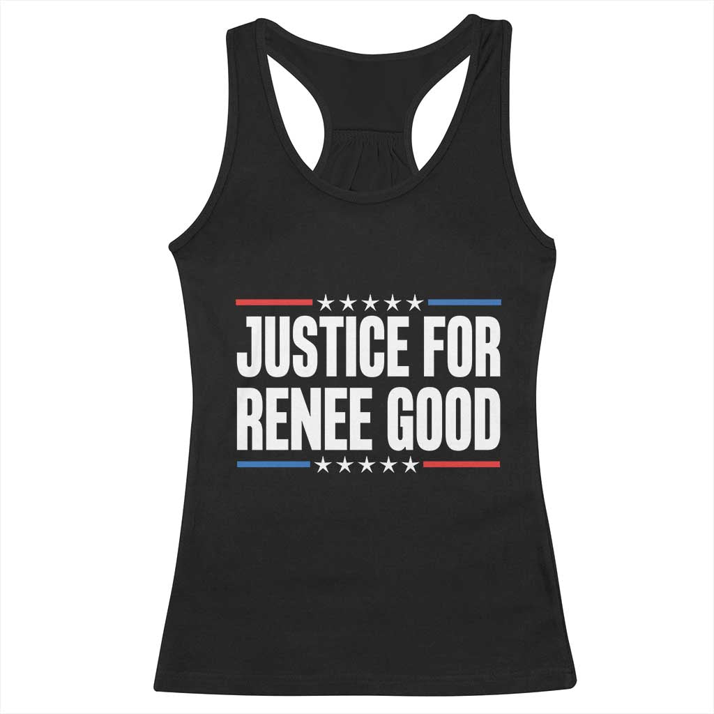 Justice for Renee Good Patriotic Racerback Tank Top Minneapolis Jan 8 2026 Memorial Tribute - Wonder Print Shop