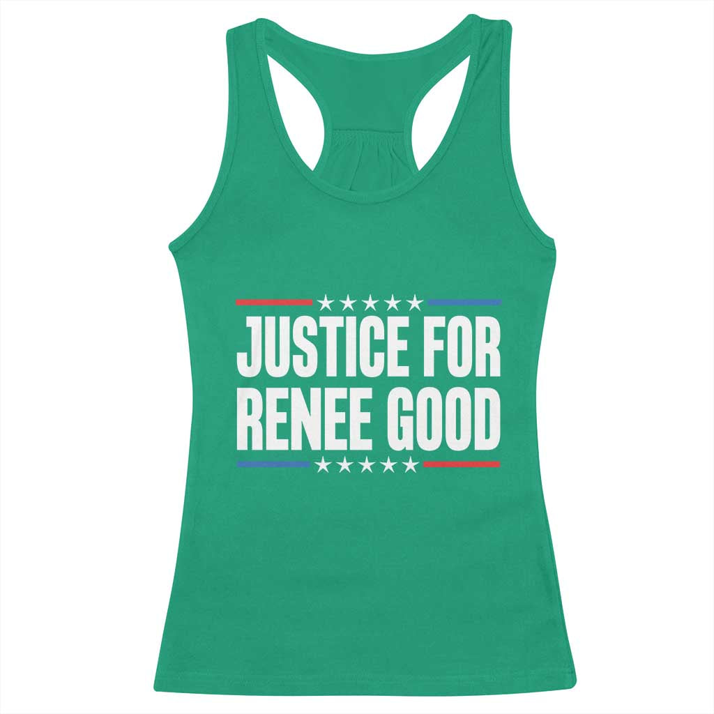 Justice for Renee Good Patriotic Racerback Tank Top Minneapolis Jan 8 2026 Memorial Tribute - Wonder Print Shop