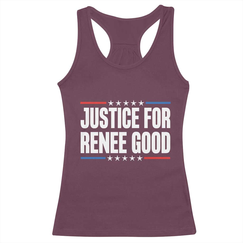 Justice for Renee Good Patriotic Racerback Tank Top Minneapolis Jan 8 2026 Memorial Tribute - Wonder Print Shop