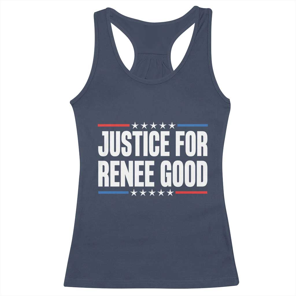 Justice for Renee Good Patriotic Racerback Tank Top Minneapolis Jan 8 2026 Memorial Tribute - Wonder Print Shop