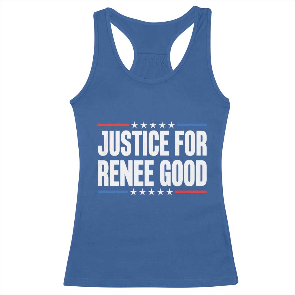Justice for Renee Good Patriotic Racerback Tank Top Minneapolis Jan 8 2026 Memorial Tribute - Wonder Print Shop