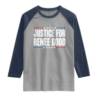 Justice for Renee Good Patriotic Raglan Shirt Minneapolis Jan 8 2026 Memorial Tribute - Wonder Print Shop