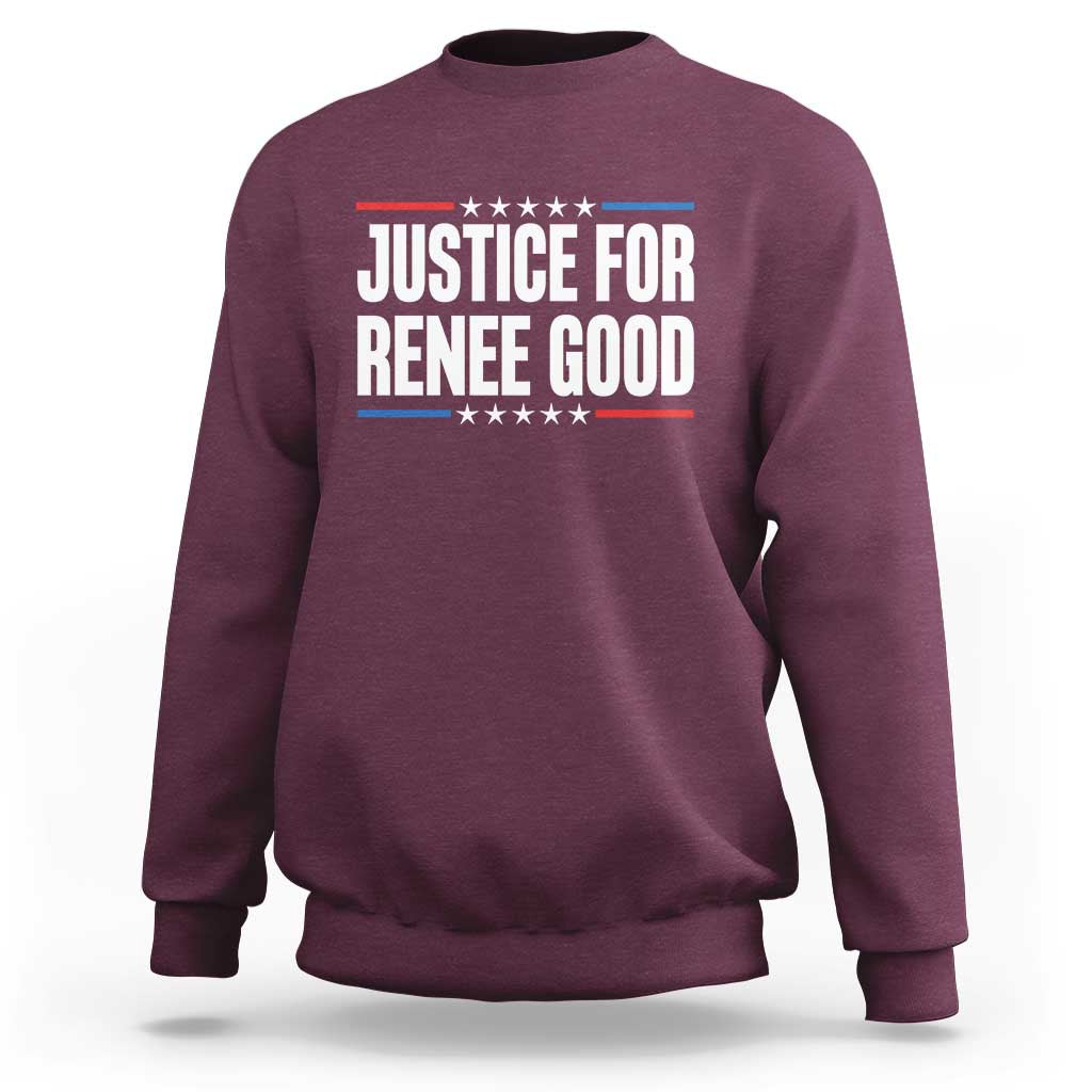 Justice for Renee Good Patriotic Sweatshirt Minneapolis Jan 8 2026 Memorial Tribute - Wonder Print Shop