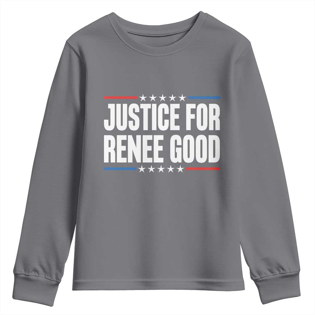 Justice for Renee Good Patriotic Youth Sweatshirt Minneapolis Jan 8 2026 Memorial Tribute - Wonder Print Shop