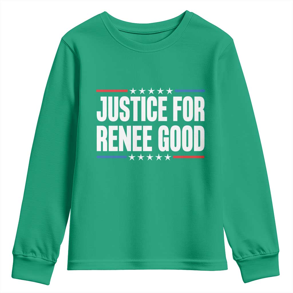 Justice for Renee Good Patriotic Youth Sweatshirt Minneapolis Jan 8 2026 Memorial Tribute - Wonder Print Shop