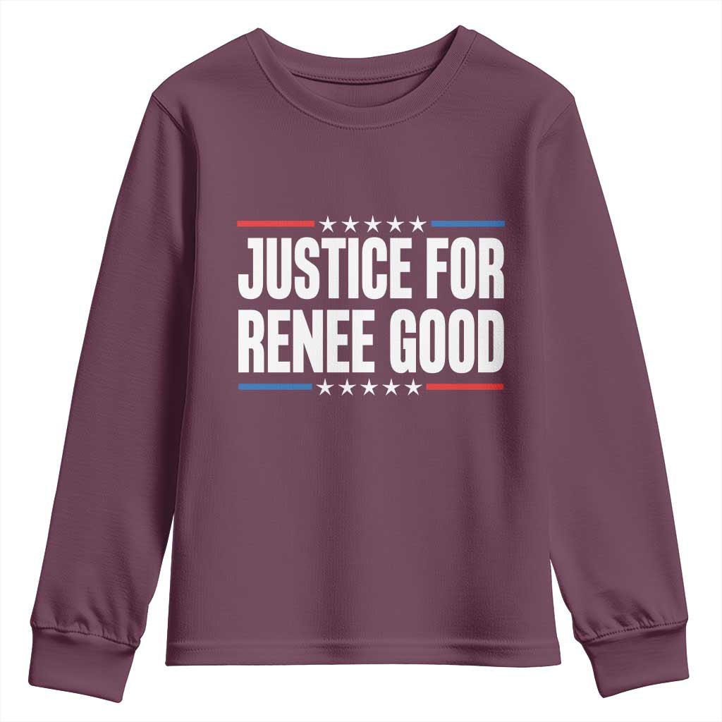 Justice for Renee Good Patriotic Youth Sweatshirt Minneapolis Jan 8 2026 Memorial Tribute - Wonder Print Shop