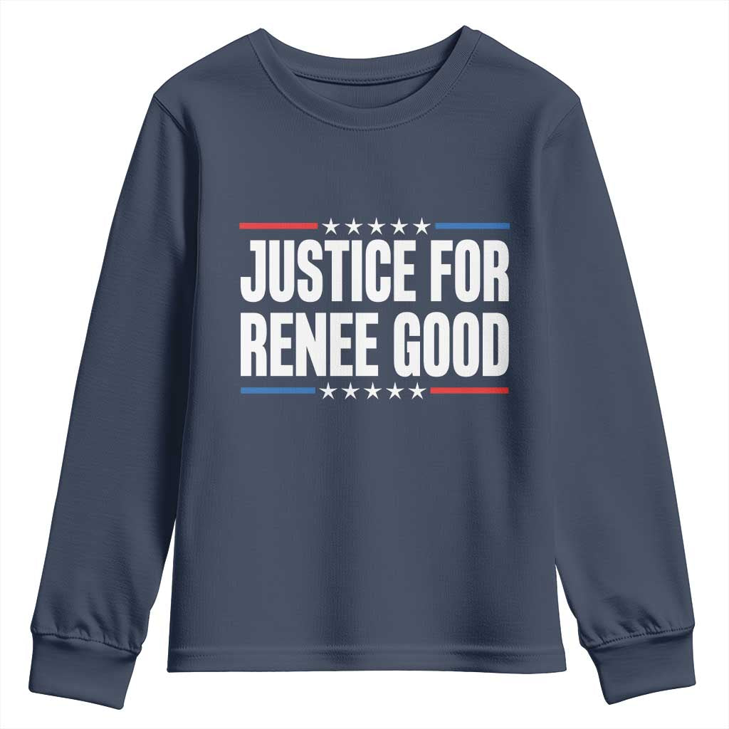 Justice for Renee Good Patriotic Youth Sweatshirt Minneapolis Jan 8 2026 Memorial Tribute - Wonder Print Shop