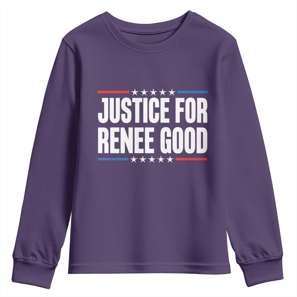 Justice for Renee Good Patriotic Youth Sweatshirt Minneapolis Jan 8 2026 Memorial Tribute - Wonder Print Shop