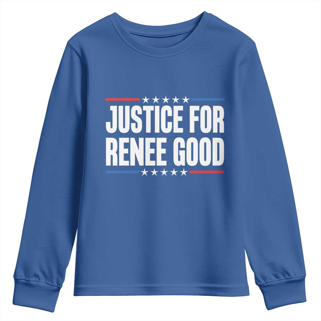 Justice for Renee Good Patriotic Youth Sweatshirt Minneapolis Jan 8 2026 Memorial Tribute - Wonder Print Shop
