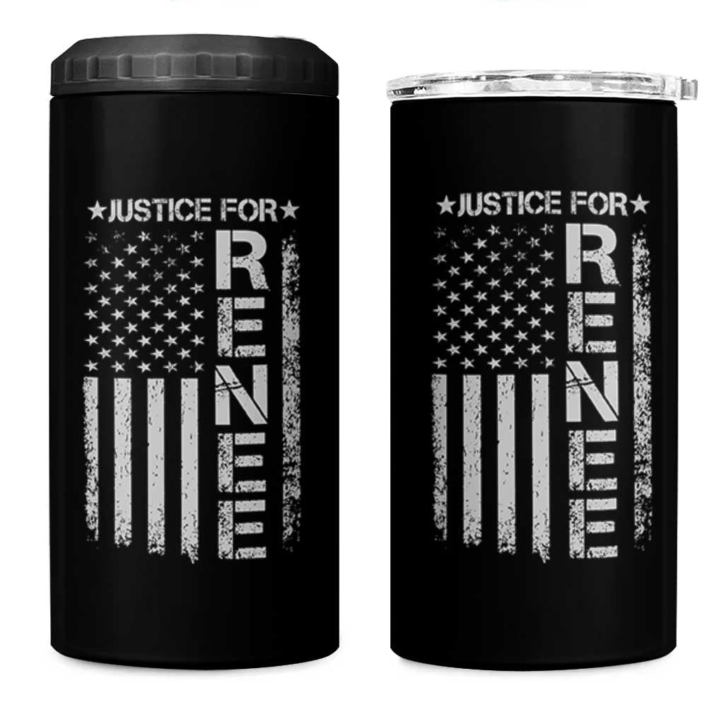 Justice for Renee American Flag 4 in 1 Can Cooler Tumbler Minneapolis Jan 8 2026 Memorial Tribute - Wonder Print Shop