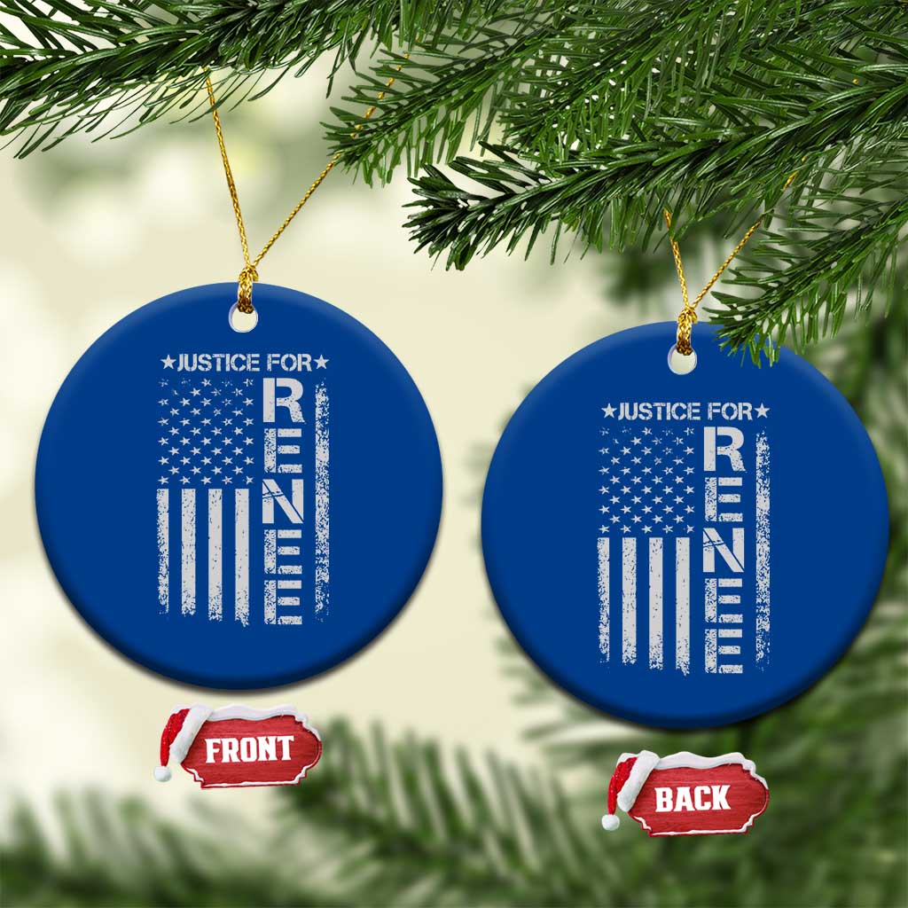 Justice for Renee American Flag Ceramic Ornament Minneapolis Jan 8 2026 Memorial Tribute - Wonder Print Shop