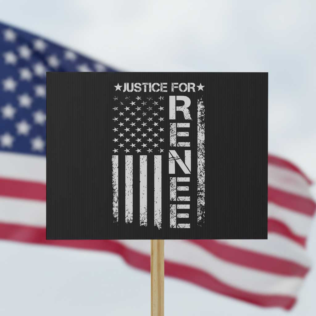 Justice for Renee American Flag Protest Sign Minneapolis Jan 8 2026 Memorial Tribute