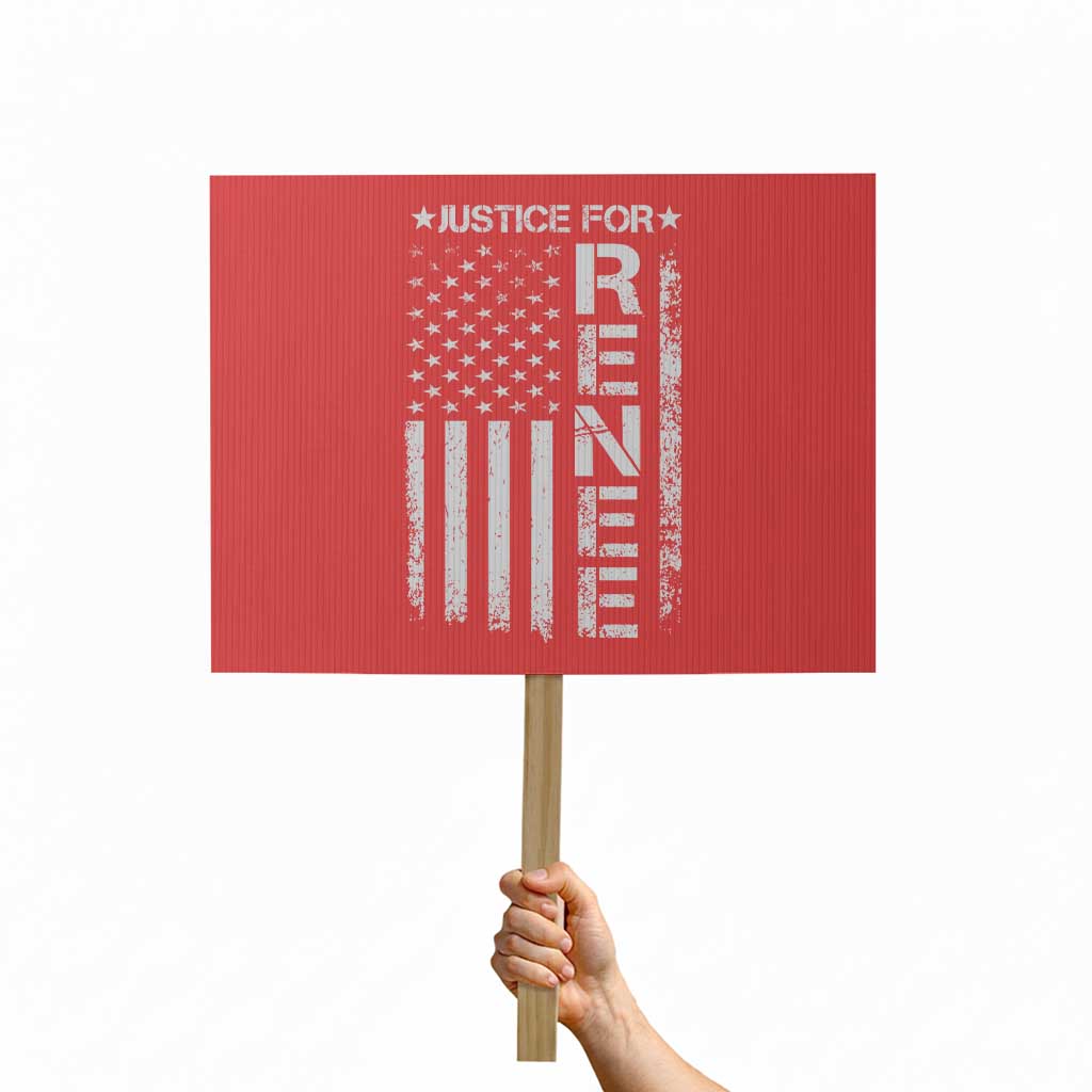 Justice for Renee American Flag Protest Sign Minneapolis Jan 8 2026 Memorial Tribute
