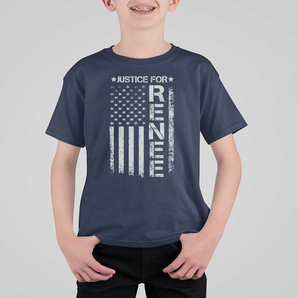 Justice for Renee American Flag T Shirt For Kid Minneapolis Jan 8 2026 Memorial Tribute - Wonder Print Shop