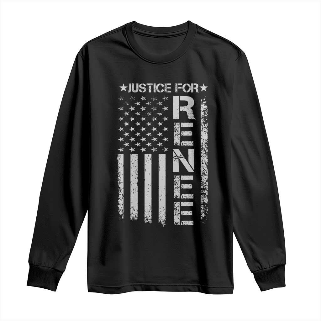 Justice for Renee American Flag Long Sleeve Shirt Minneapolis Jan 8 2026 Memorial Tribute - Wonder Print Shop