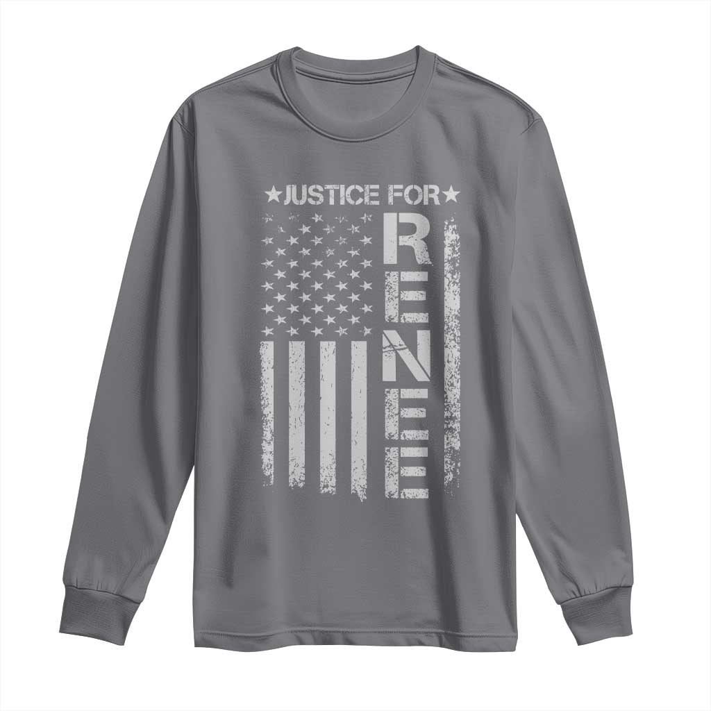 Justice for Renee American Flag Long Sleeve Shirt Minneapolis Jan 8 2026 Memorial Tribute - Wonder Print Shop