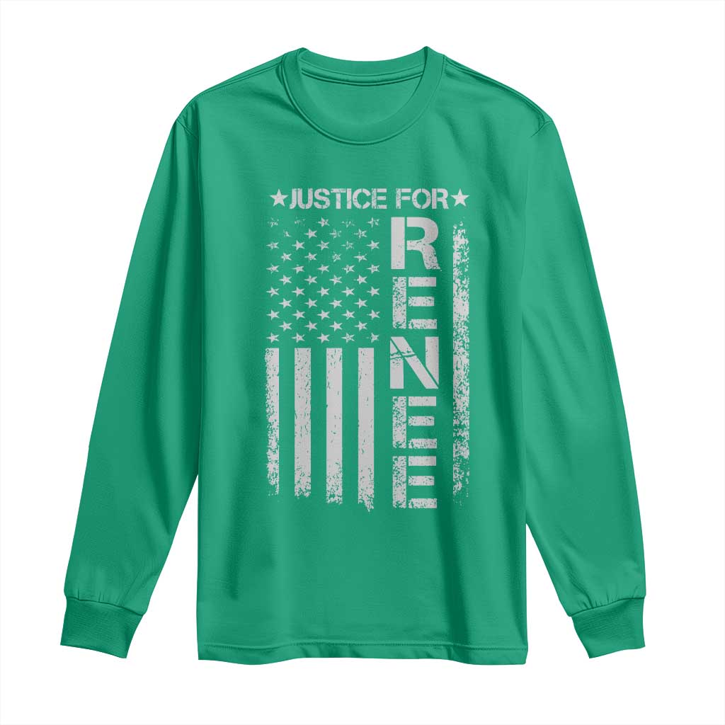 Justice for Renee American Flag Long Sleeve Shirt Minneapolis Jan 8 2026 Memorial Tribute - Wonder Print Shop
