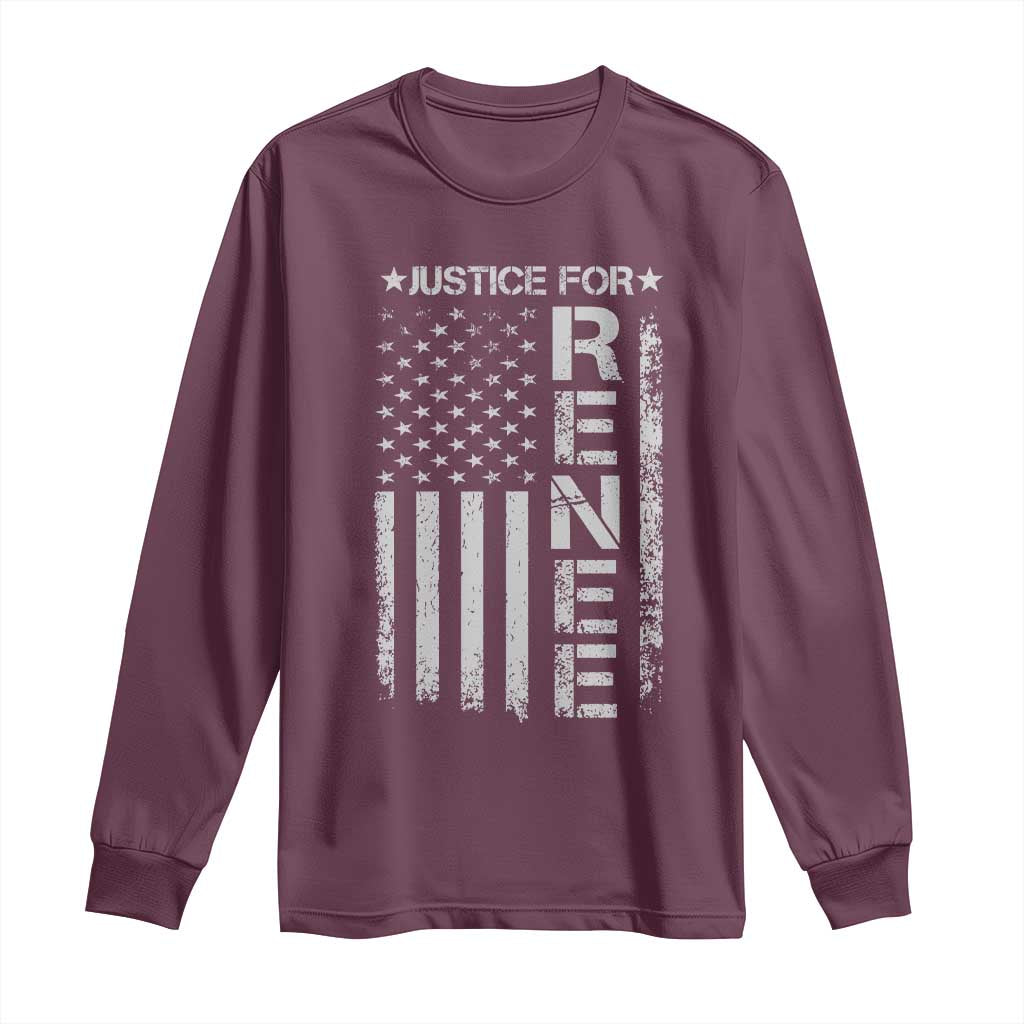 Justice for Renee American Flag Long Sleeve Shirt Minneapolis Jan 8 2026 Memorial Tribute - Wonder Print Shop