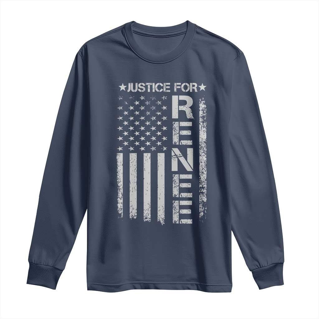 Justice for Renee American Flag Long Sleeve Shirt Minneapolis Jan 8 2026 Memorial Tribute - Wonder Print Shop