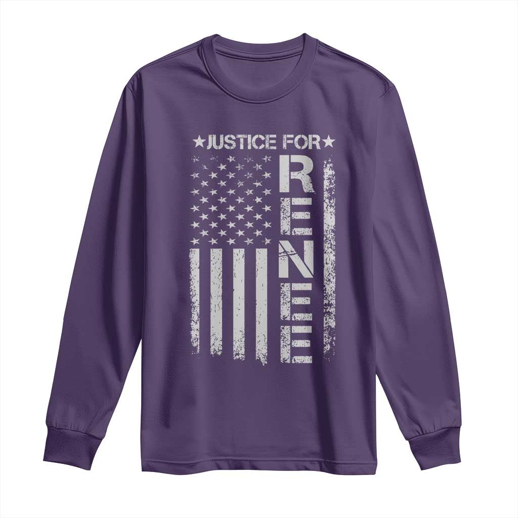 Justice for Renee American Flag Long Sleeve Shirt Minneapolis Jan 8 2026 Memorial Tribute - Wonder Print Shop