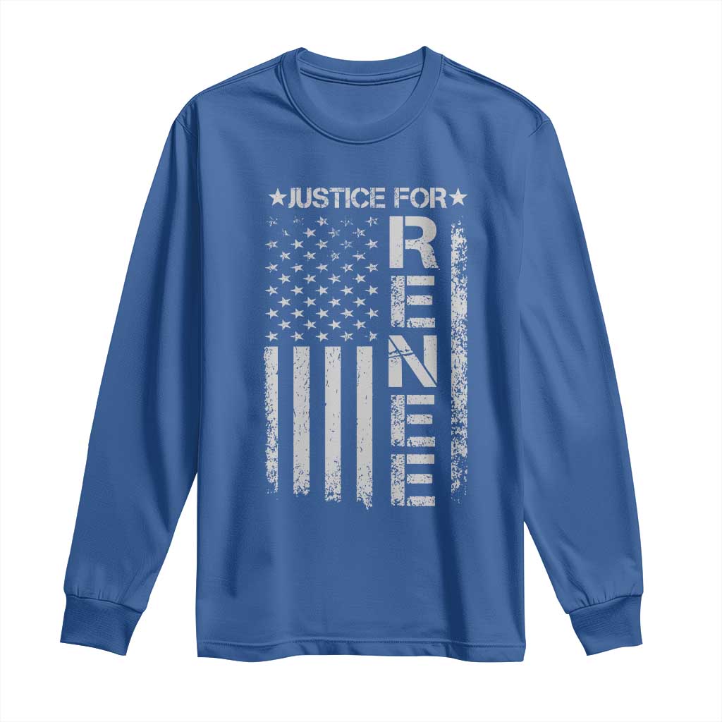 Justice for Renee American Flag Long Sleeve Shirt Minneapolis Jan 8 2026 Memorial Tribute - Wonder Print Shop
