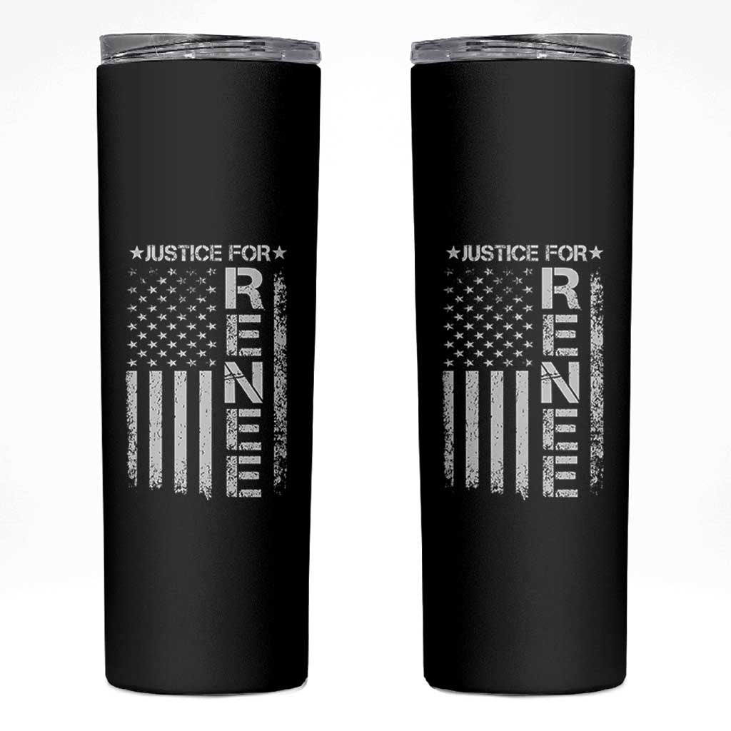 Justice for Renee American Flag Skinny Tumbler Minneapolis Jan 8 2026 Memorial Tribute - Wonder Print Shop