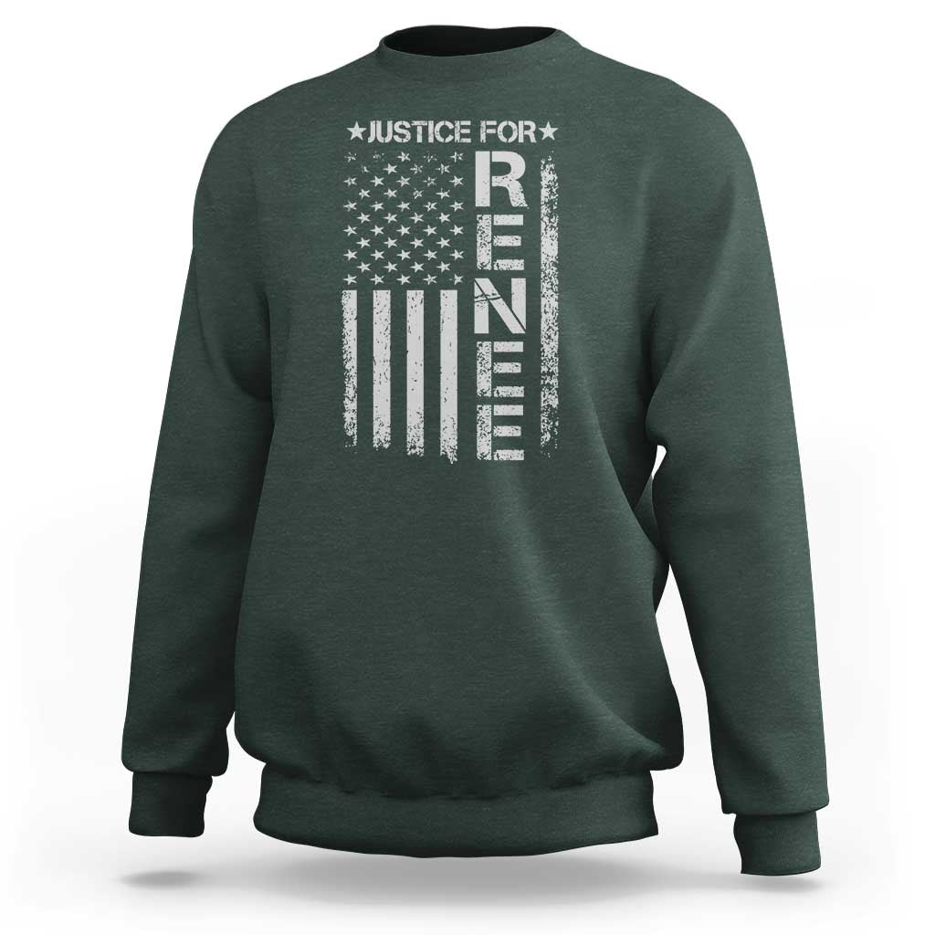 Justice for Renee American Flag Sweatshirt Minneapolis Jan 8 2026 Memorial Tribute - Wonder Print Shop