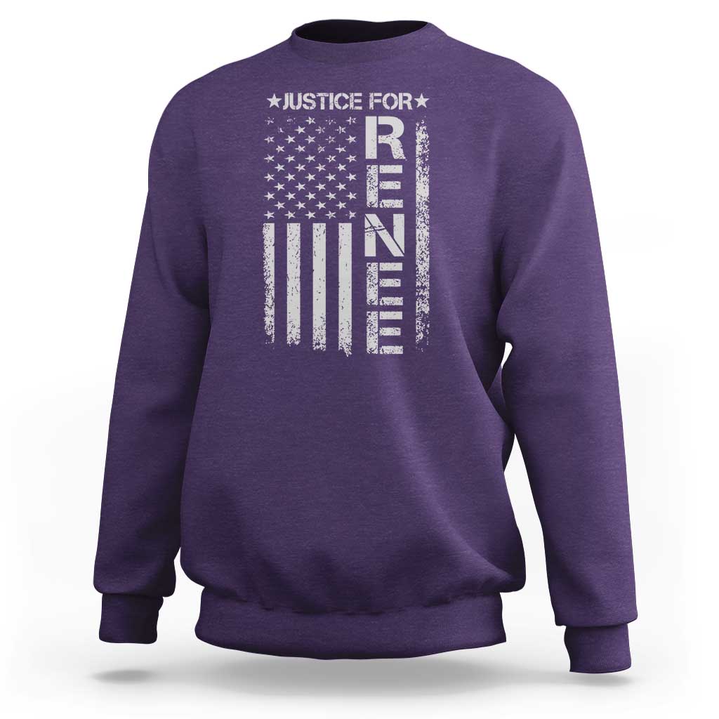Justice for Renee American Flag Sweatshirt Minneapolis Jan 8 2026 Memorial Tribute - Wonder Print Shop