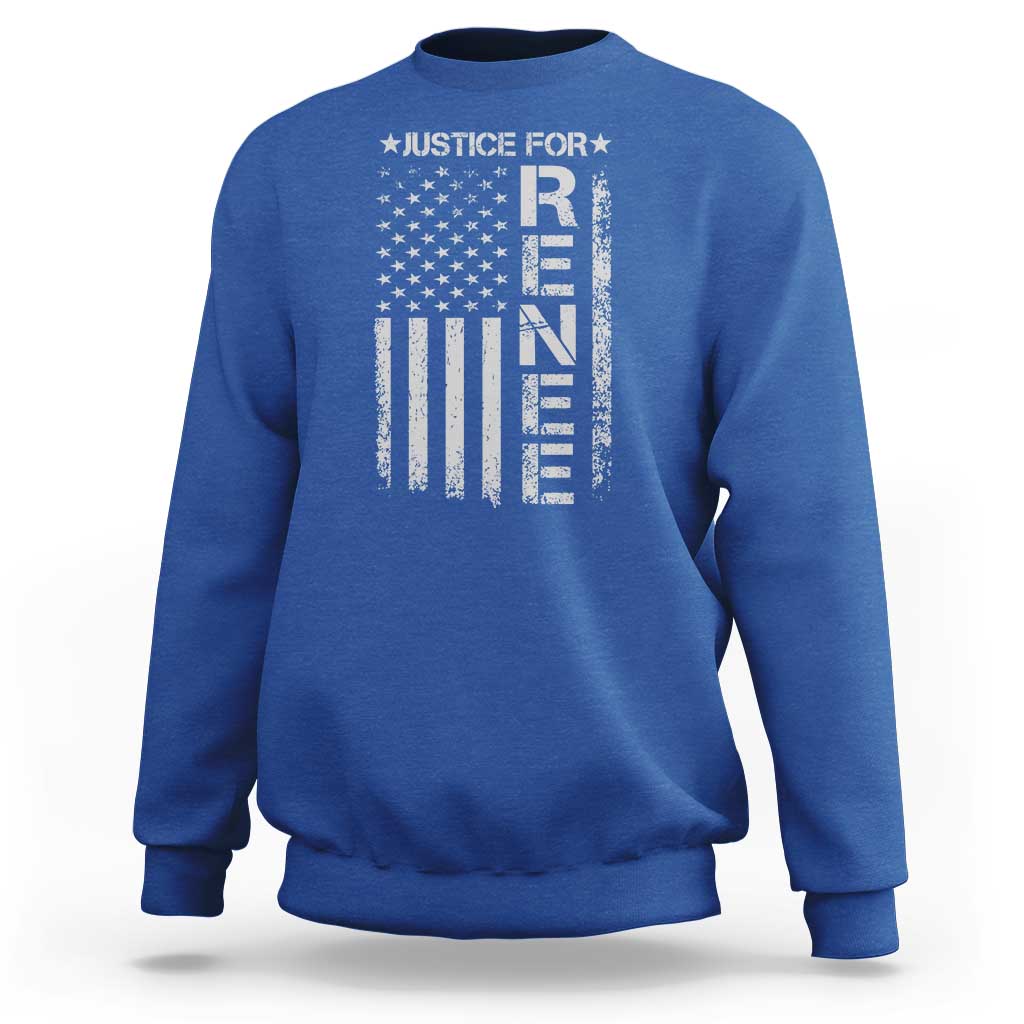 Justice for Renee American Flag Sweatshirt Minneapolis Jan 8 2026 Memorial Tribute - Wonder Print Shop
