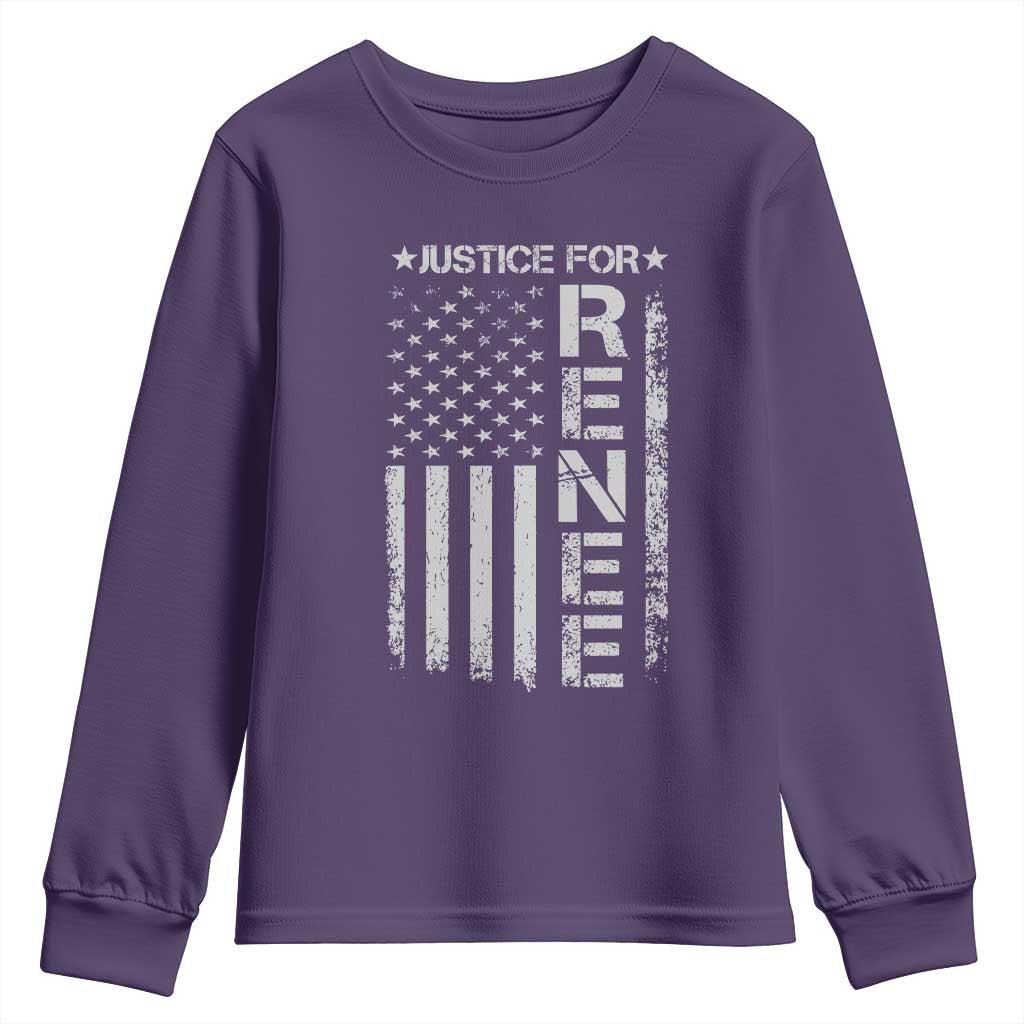 Justice for Renee American Flag Youth Sweatshirt Minneapolis Jan 8 2026 Memorial Tribute - Wonder Print Shop