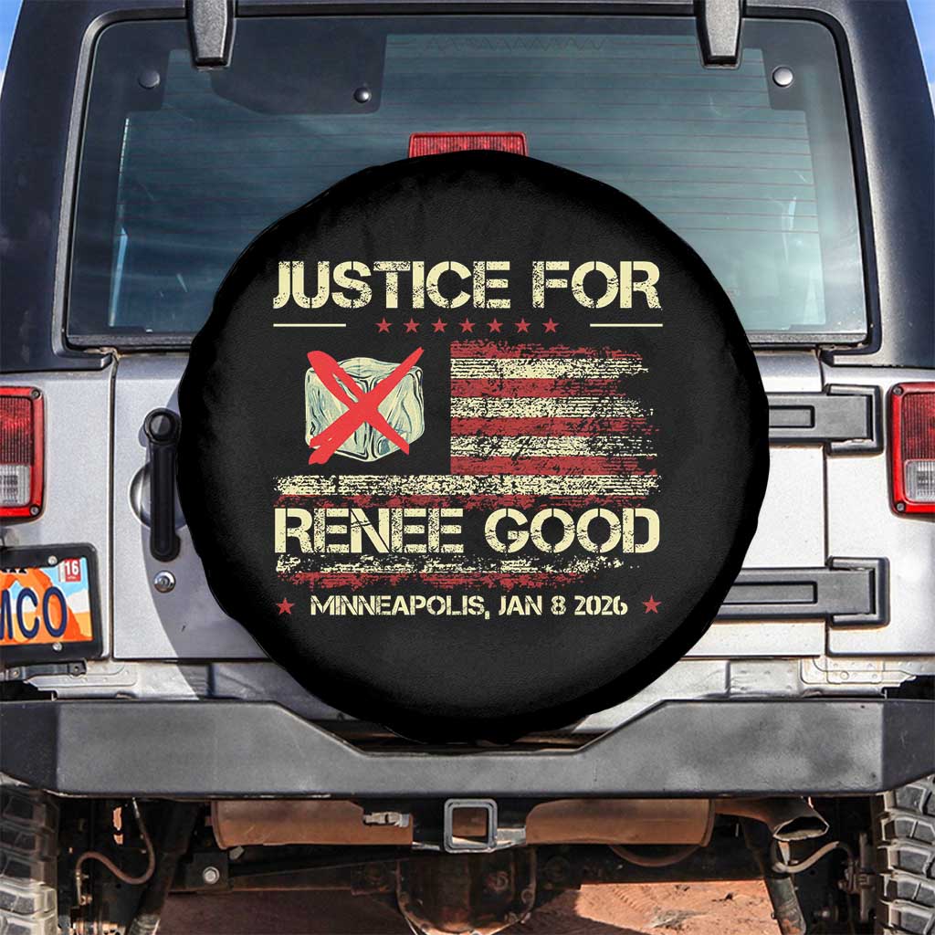 Justice for Renee Good Spare Tire Cover Minneapolis Jan 8 2026 American Flag Stop Ice - Wonder Print Shop
