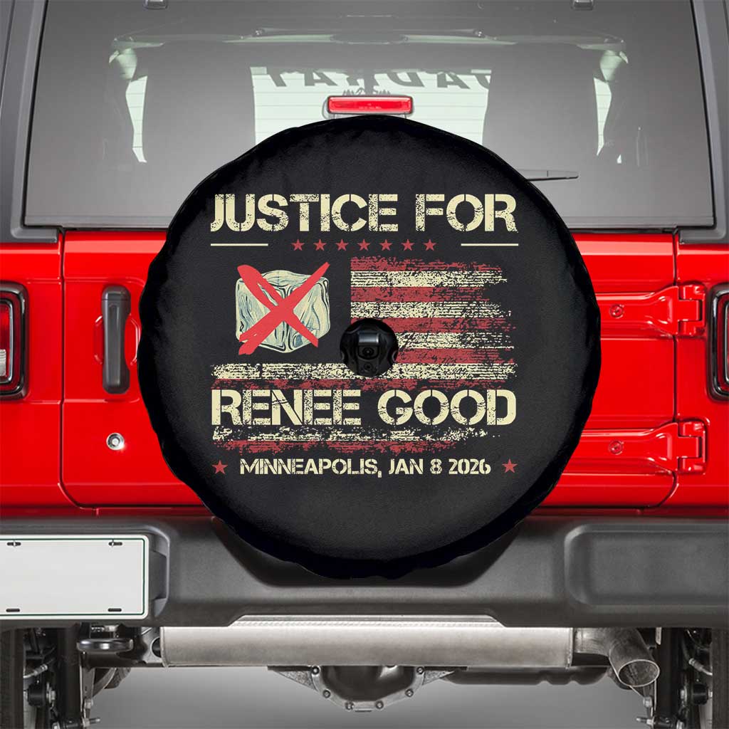 Justice for Renee Good Spare Tire Cover Minneapolis Jan 8 2026 American Flag Stop Ice - Wonder Print Shop