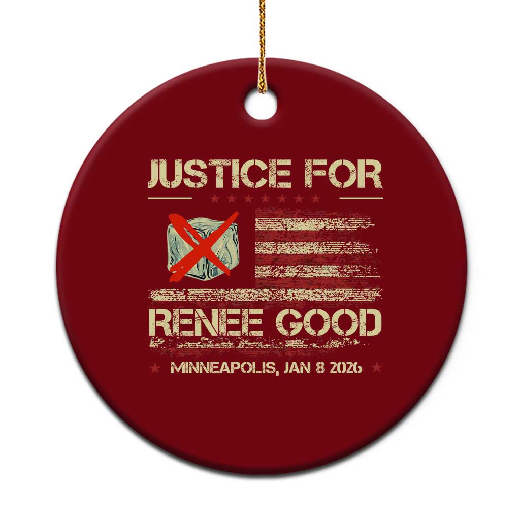Justice for Renee Good Ceramic Ornament Minneapolis Jan 8 2026 American Flag Stop Ice - Wonder Print Shop