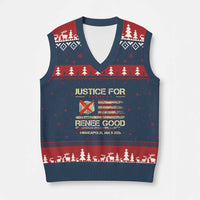 Justice for Renee Good V-Neck Knit Sweater Vest Minneapolis Jan 8 2026 American Flag Stop Ice - Wonder Print Shop