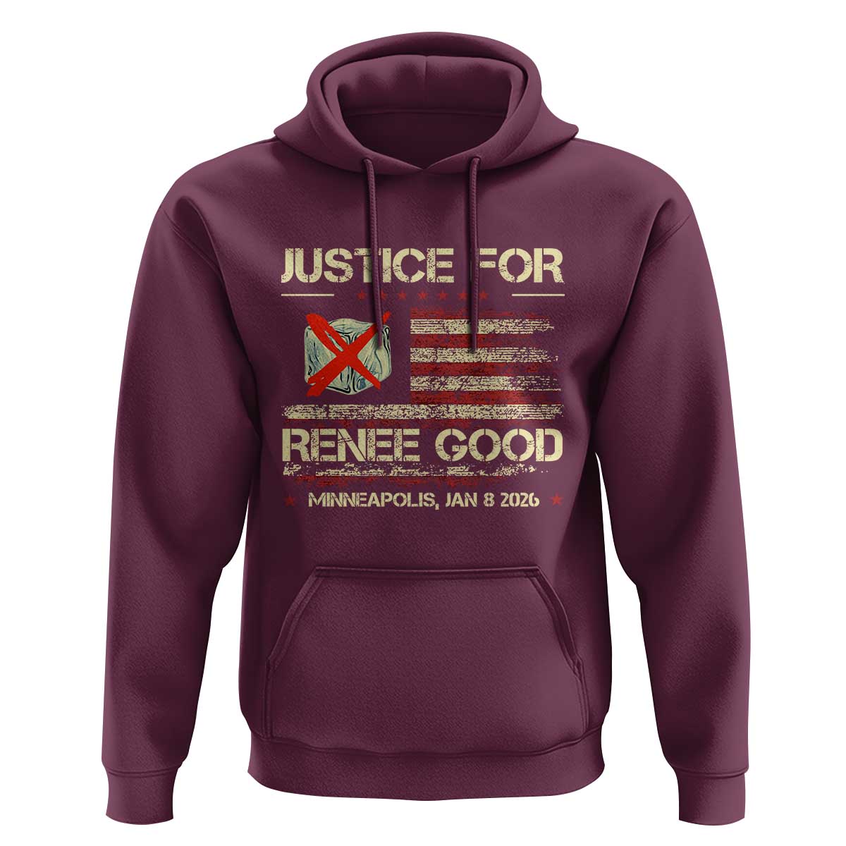 Justice for Renee Good Hoodie Minneapolis Jan 8 2026 American Flag Stop Ice - Wonder Print Shop