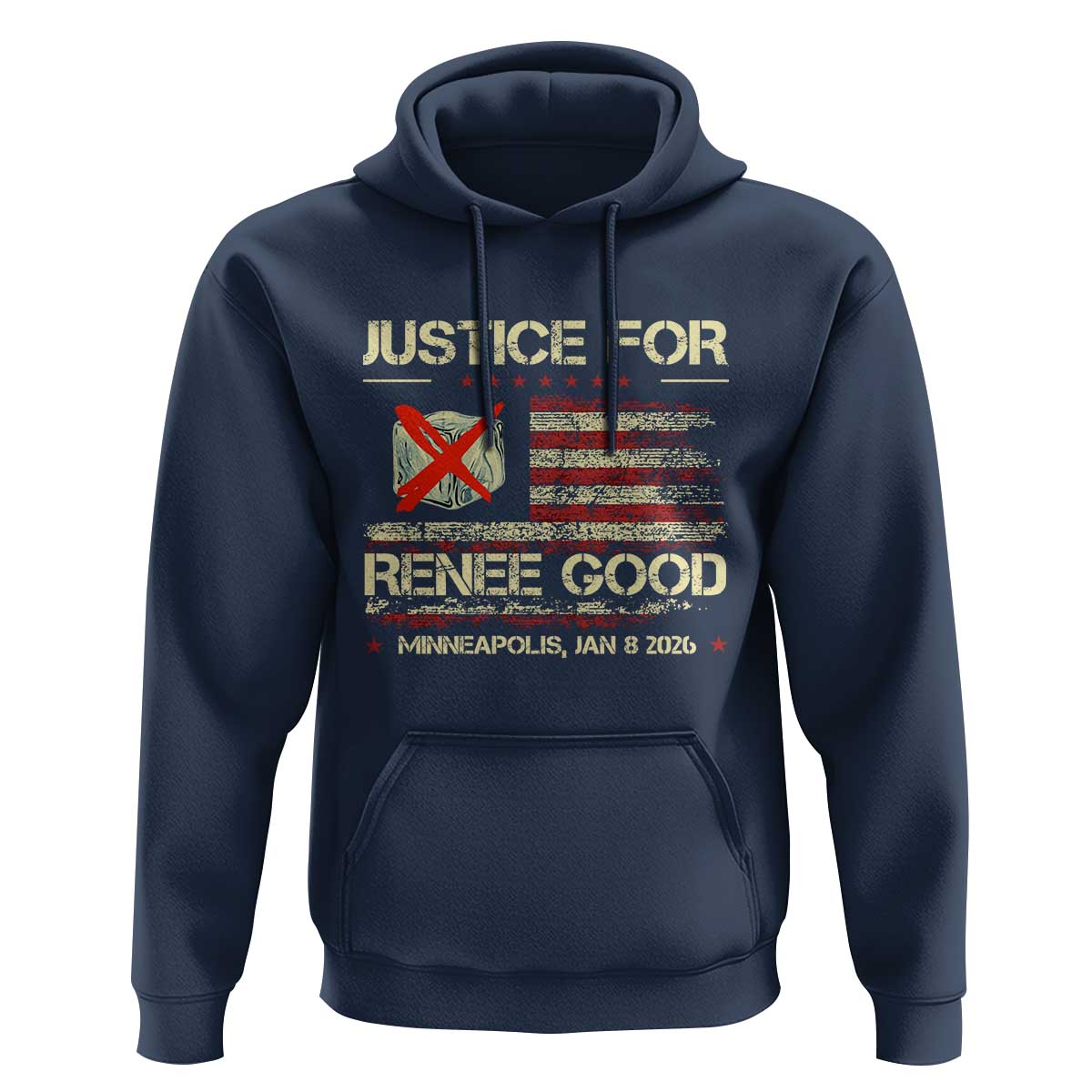 Justice for Renee Good Hoodie Minneapolis Jan 8 2026 American Flag Stop Ice - Wonder Print Shop