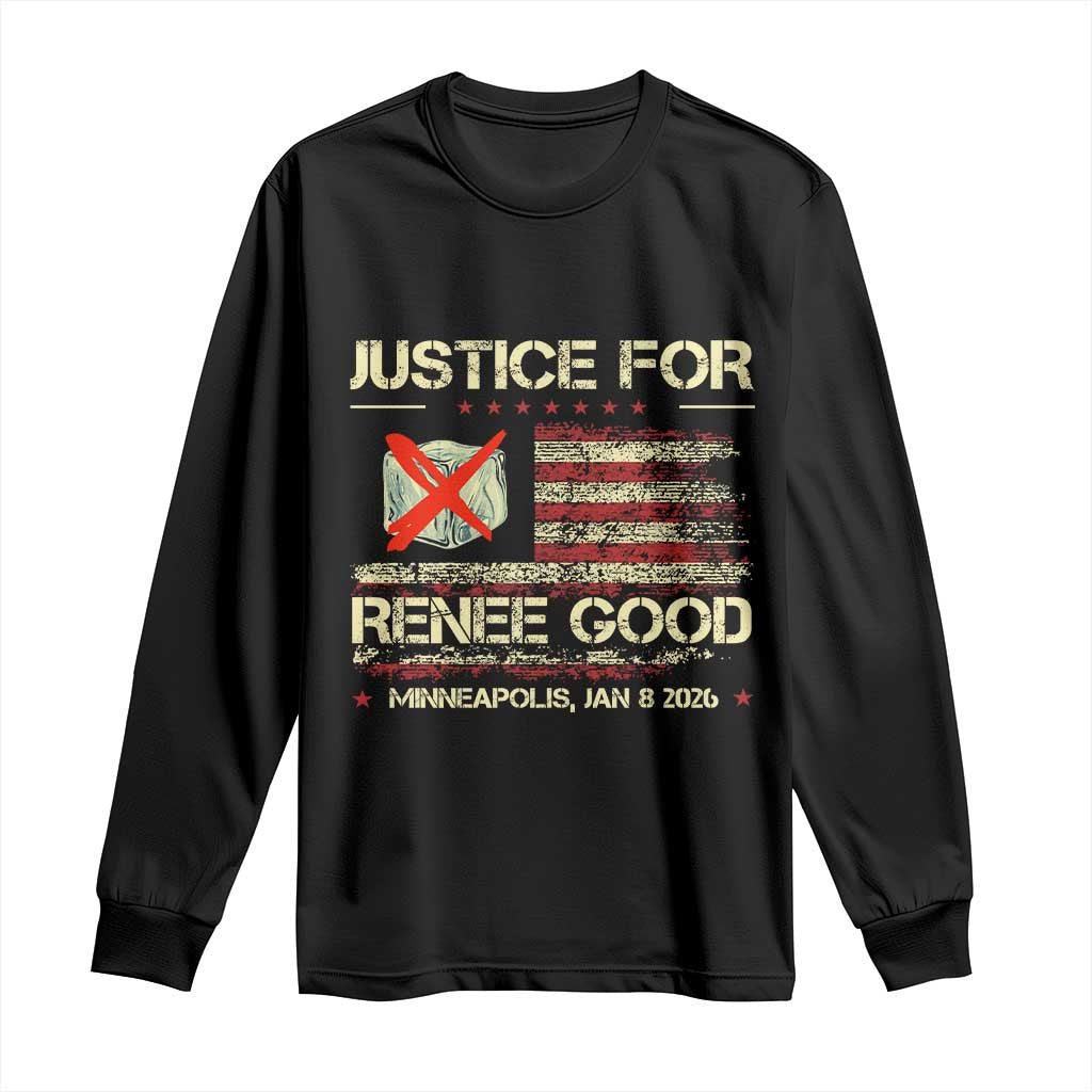 Justice for Renee Good Long Sleeve Shirt Minneapolis Jan 8 2026 American Flag Stop Ice - Wonder Print Shop