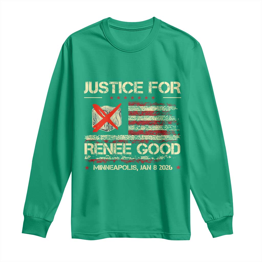 Justice for Renee Good Long Sleeve Shirt Minneapolis Jan 8 2026 American Flag Stop Ice - Wonder Print Shop