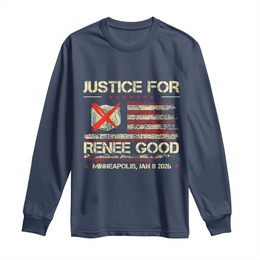Justice for Renee Good Long Sleeve Shirt Minneapolis Jan 8 2026 American Flag Stop Ice - Wonder Print Shop